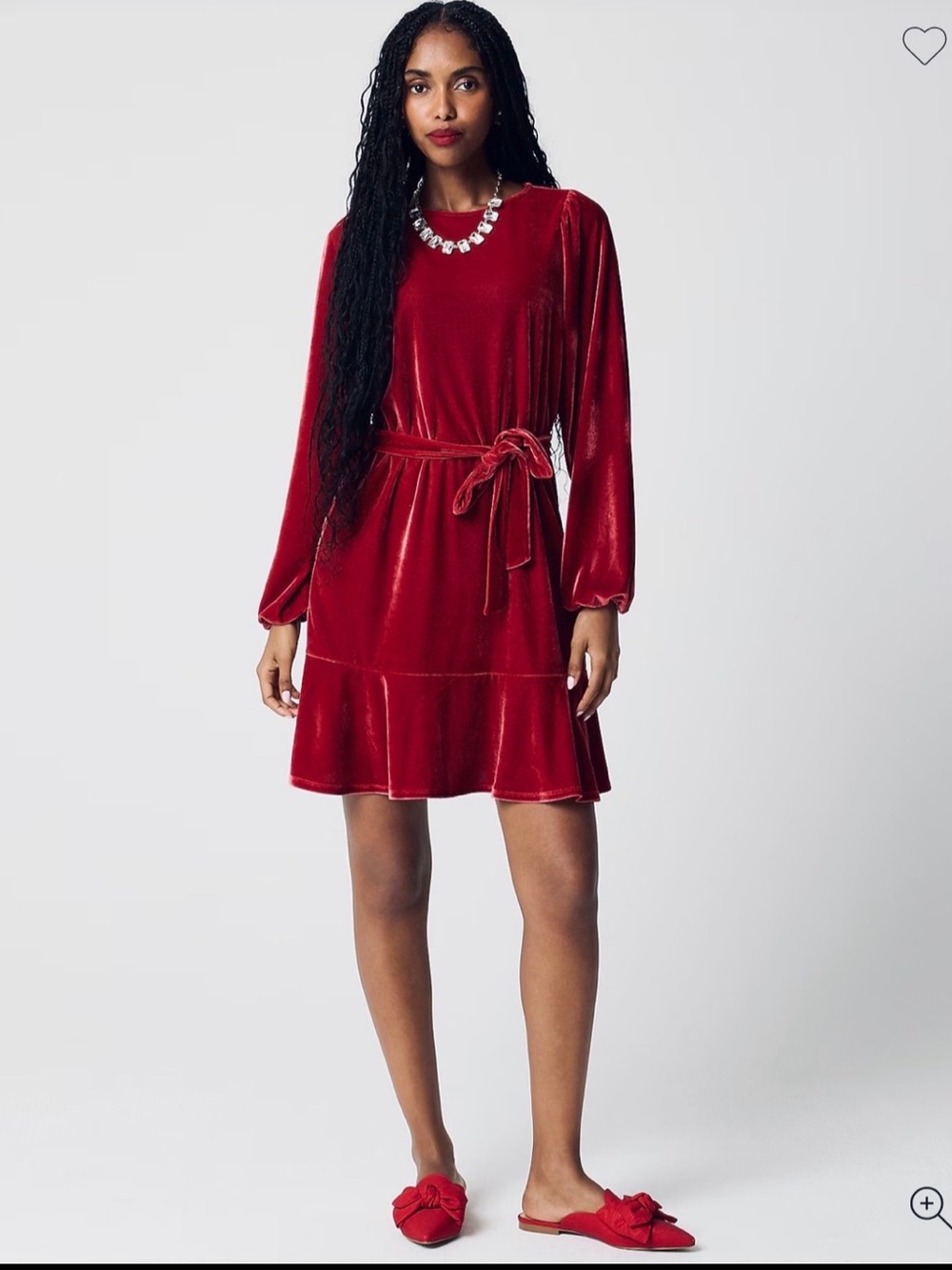 NWT J.CREW Factory Red Velvet Ruffle Mini Dress